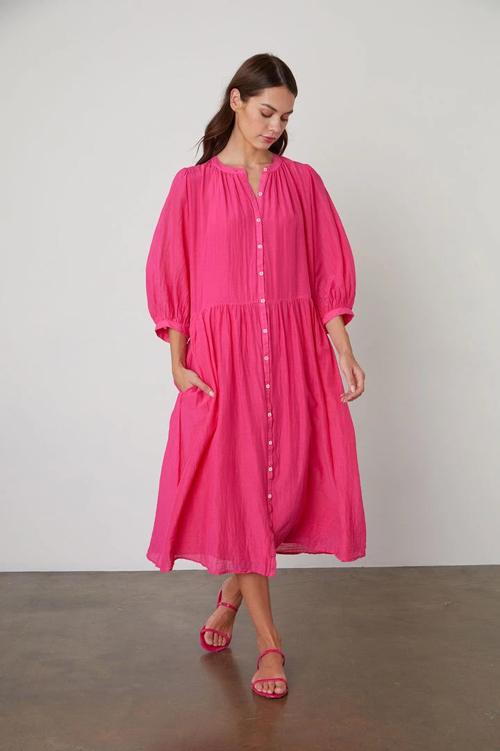 Velvet By Graham & Spencer Womens EMERSON BUTTON-UP MIDI DRESS 2 Velvet By Graham & Spencer Womens EMERSON BUTTON-UP MIDI DRESS