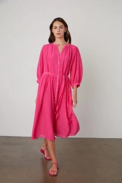 Velvet By Graham & Spencer Womens EMERSON BUTTON-UP MIDI DRESS 9 Velvet By Graham & Spencer Womens EMERSON BUTTON-UP MIDI DRESS