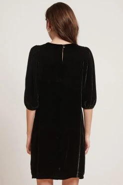 Velvet By Graham & Spencer Womens CARISSA SILK VELVET PUFF SLEEVE DRESS