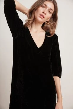 Velvet By Graham & Spencer Womens CARISSA SILK VELVET PUFF SLEEVE DRESS 9 Velvet By Graham & Spencer Womens CARISSA SILK VELVET PUFF SLEEVE DRESS