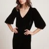 Velvet By Graham & Spencer Womens CARISSA SILK VELVET PUFF SLEEVE DRESS