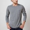 Velvet By Graham & Spencer Mens SIMEON CHARCOAL RAW EDGE COTTON SLUB TEE