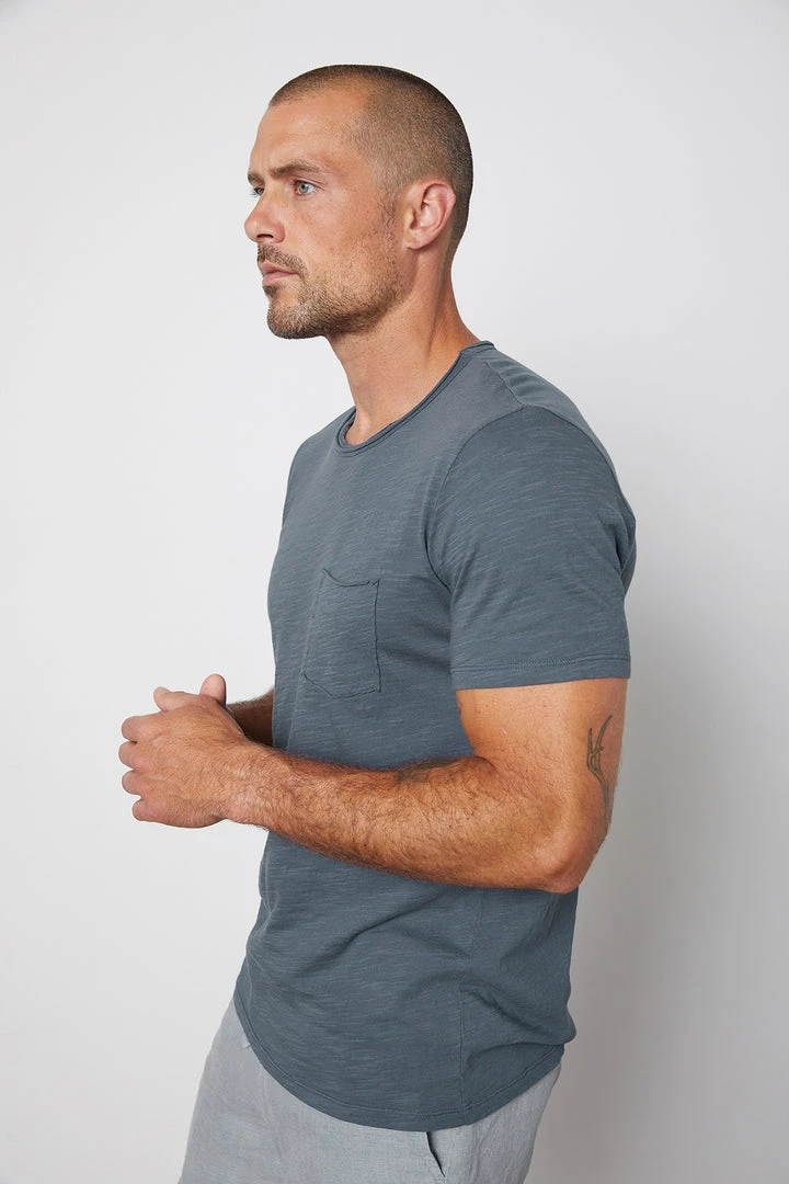 Velvet By Graham & Spencer Mens CHAD RAW EDGE COTTON SLUB POCKET TEE 16 Velvet By Graham & Spencer Mens CHAD RAW EDGE COTTON SLUB POCKET TEE
