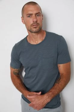 Velvet By Graham & Spencer Mens CHAD RAW EDGE COTTON SLUB POCKET TEE 65 Velvet By Graham & Spencer Mens CHAD RAW EDGE COTTON SLUB POCKET TEE