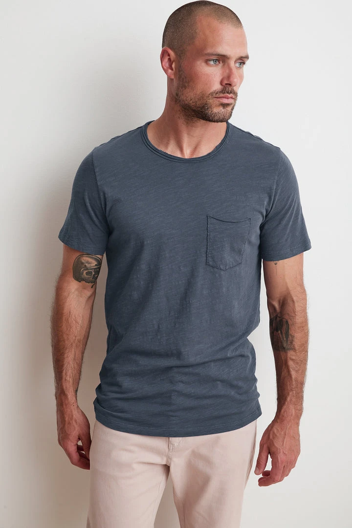 Velvet By Graham & Spencer Mens CHAD RAW EDGE COTTON SLUB POCKET TEE 34 Velvet By Graham & Spencer Mens CHAD RAW EDGE COTTON SLUB POCKET TEE