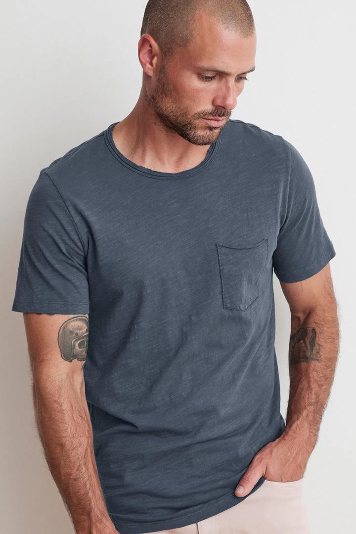 Velvet By Graham & Spencer Mens CHAD RAW EDGE COTTON SLUB POCKET TEE 32 Velvet By Graham & Spencer Mens CHAD RAW EDGE COTTON SLUB POCKET TEE