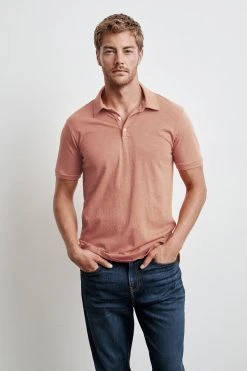 Velvet By Graham & Spencer RANDALL COTTON SLUB POLO Mens 8 Velvet By Graham & Spencer RANDALL COTTON SLUB POLO Mens