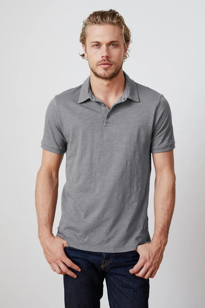 Velvet By Graham & Spencer Mens RANDALL COTTON SLUB POLO 12 Velvet By Graham & Spencer Mens RANDALL COTTON SLUB POLO