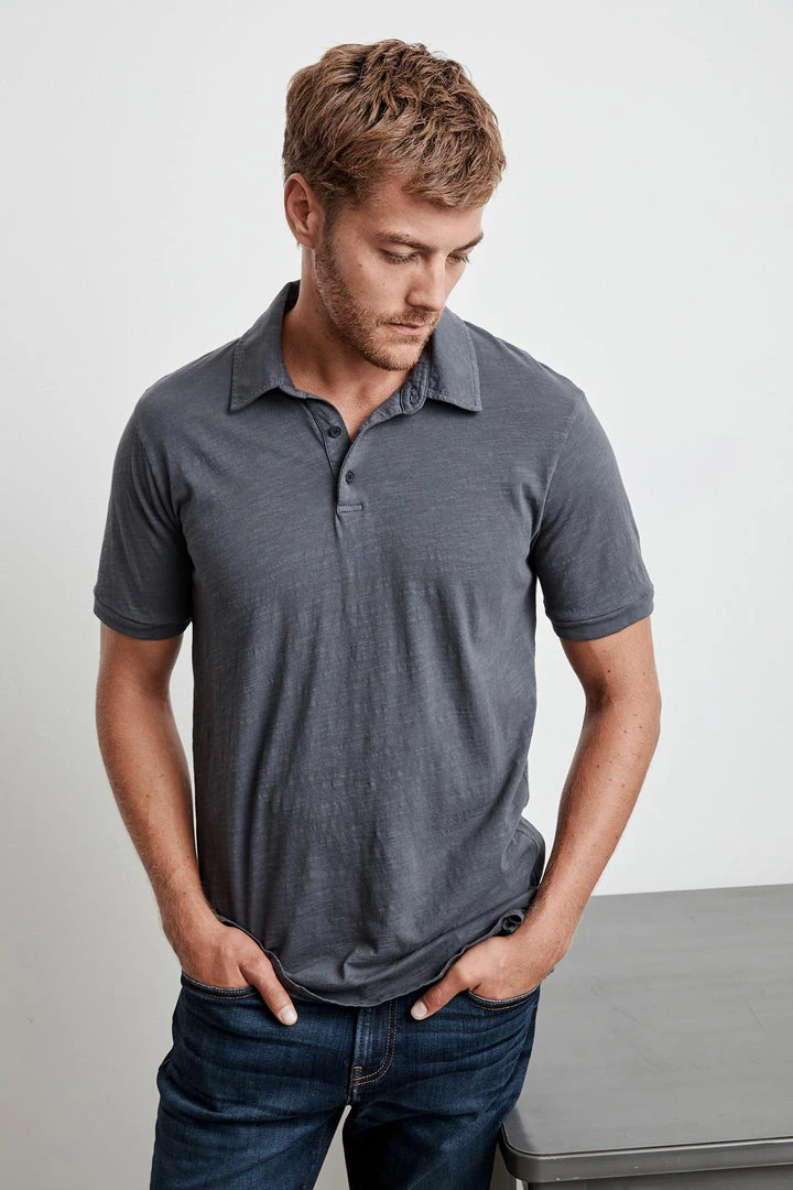 Velvet By Graham & Spencer Mens RANDALL COTTON SLUB POLO 5 Velvet By Graham & Spencer Mens RANDALL COTTON SLUB POLO