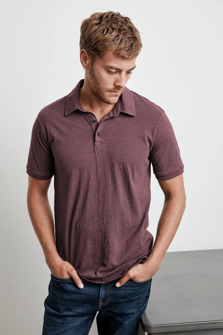 Velvet By Graham & Spencer Mens RANDALL COTTON SLUB POLO 1 Velvet By Graham & Spencer Mens RANDALL COTTON SLUB POLO