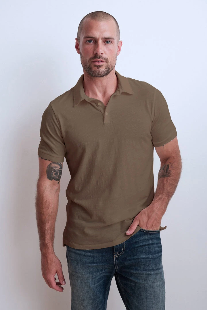 Velvet By Graham & Spencer Mens RANDALL COTTON SLUB POLO 1 Velvet By Graham & Spencer Mens RANDALL COTTON SLUB POLO