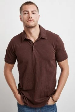 Velvet By Graham & Spencer Mens RANDALL COTTON SLUB POLO 21 Velvet By Graham & Spencer Mens RANDALL COTTON SLUB POLO