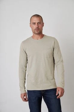 Velvet By Graham & Spencer SIMEON RAW EDGE COTTON SLUB TEE