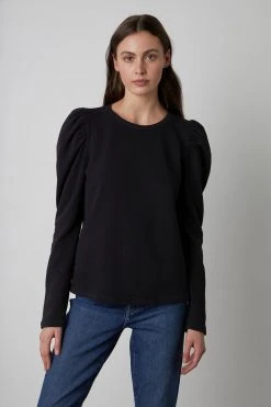 Velvet By Graham & Spencer Womens PEGGY PUFF SLEEVE SWEATSHIRT 12 Velvet By Graham & Spencer Womens PEGGY PUFF SLEEVE SWEATSHIRT