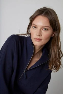 Velvet By Graham & Spencer ROXIE MOCK NECK ZIP SWEATSHIRT