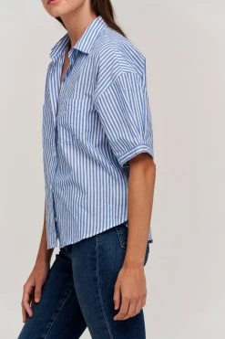 Velvet By Graham & Spencer BRANDY STRIPED BUTTON-UP SHIRT Womens 8 Velvet By Graham & Spencer BRANDY STRIPED BUTTON-UP SHIRT Womens