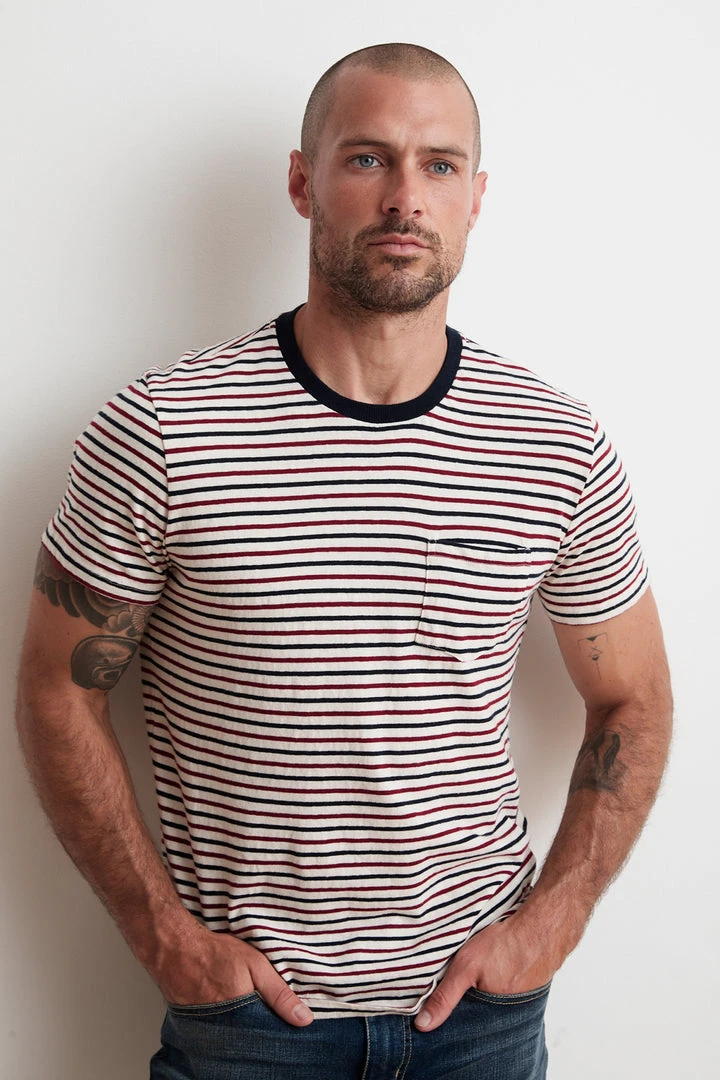 Velvet By Graham & Spencer ARCHIE STRIPED POCKET TEE Mens 1 Velvet By Graham & Spencer ARCHIE STRIPED POCKET TEE Mens