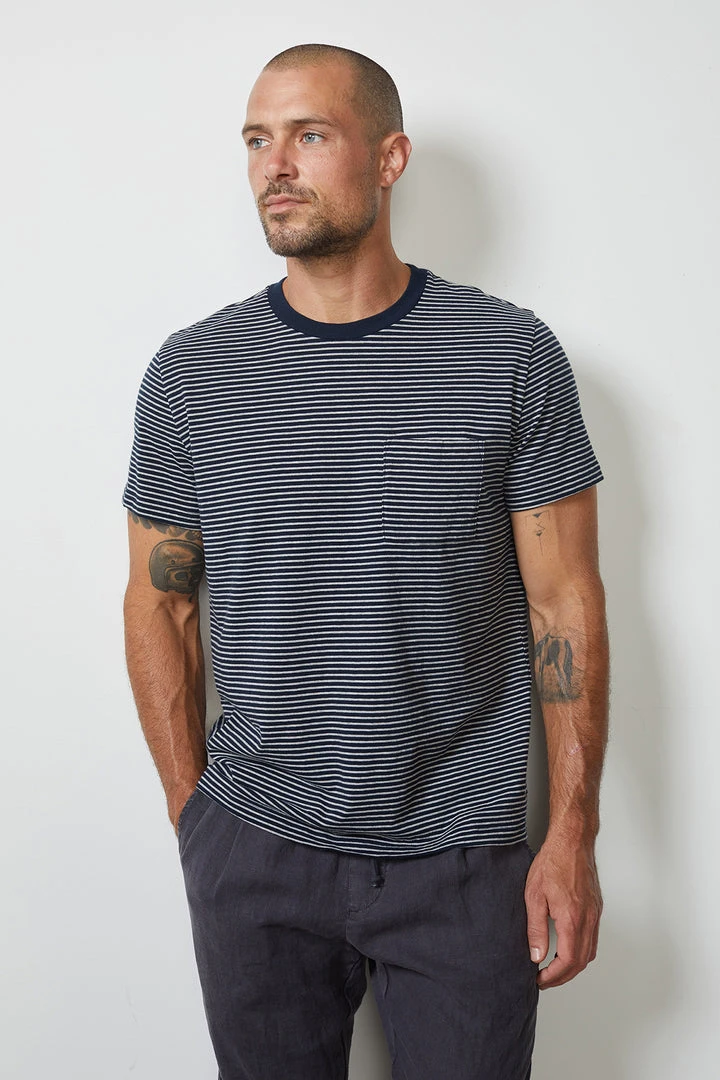 Velvet By Graham & Spencer EVAN STRIPED POCKET TEE 1 Velvet By Graham & Spencer EVAN STRIPED POCKET TEE