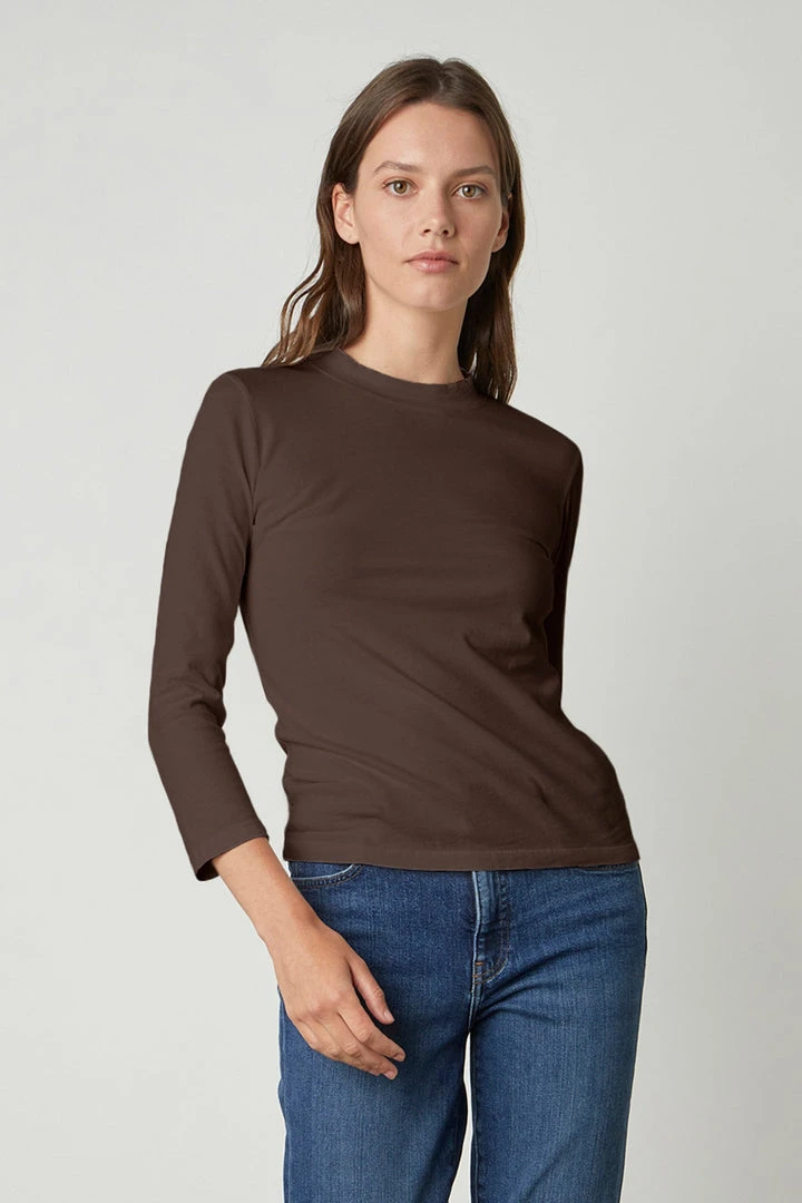Velvet By Graham & Spencer QUINNY 3/4 SLEEVE MOCK NECK TEE Womens 2 Velvet By Graham & Spencer QUINNY 3/4 SLEEVE MOCK NECK TEE Womens