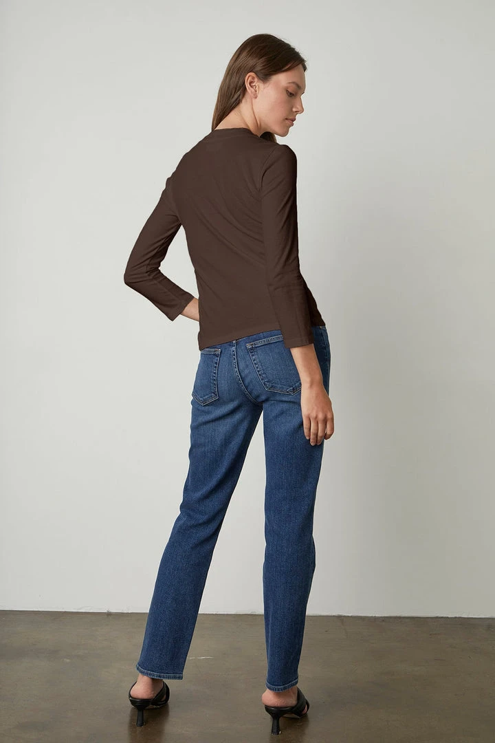 Velvet By Graham & Spencer QUINNY 3/4 SLEEVE MOCK NECK TEE Womens 4 Velvet By Graham & Spencer QUINNY 3/4 SLEEVE MOCK NECK TEE Womens