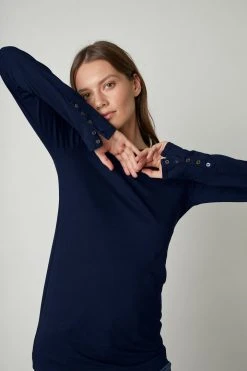 Velvet By Graham & Spencer ROZALIA SUEDED JERSEY TEE