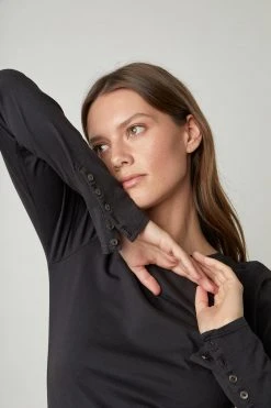 Velvet By Graham & Spencer ROZALIA SUEDED JERSEY TEE