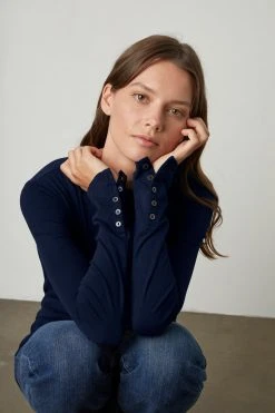 Velvet By Graham & Spencer ROZALIA SUEDED JERSEY TEE