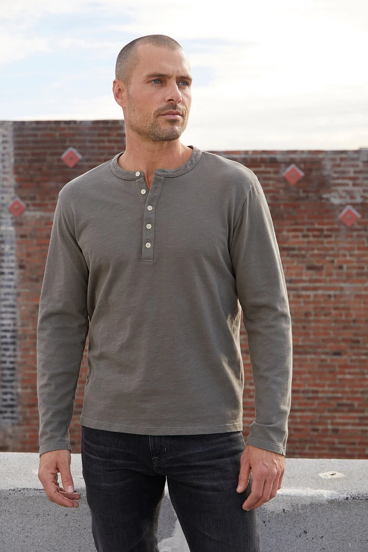 Velvet By Graham & Spencer CLARK SUEDED SLUB HENLEY Mens 1 Velvet By Graham & Spencer CLARK SUEDED SLUB HENLEY Mens