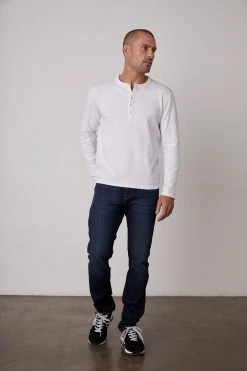 Velvet By Graham & Spencer CLARK SUEDED SLUB HENLEY Mens 20 Velvet By Graham & Spencer CLARK SUEDED SLUB HENLEY Mens