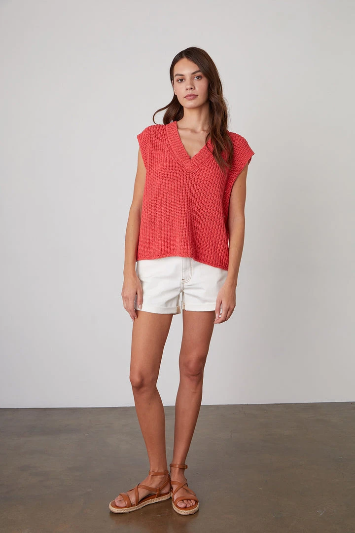 Velvet By Graham & Spencer NAYA V-NECK SWEATER VEST Womens 2 Velvet By Graham & Spencer NAYA V-NECK SWEATER VEST Womens