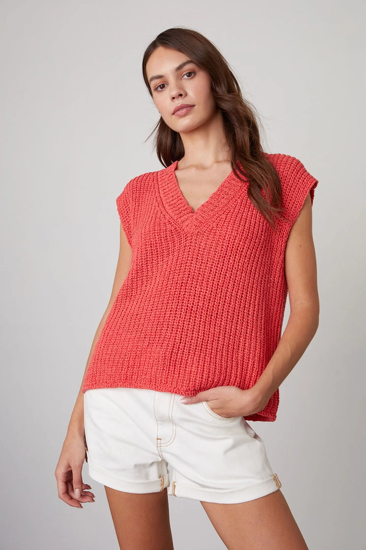 Velvet By Graham & Spencer NAYA V-NECK SWEATER VEST Womens 1 Velvet By Graham & Spencer NAYA V-NECK SWEATER VEST Womens