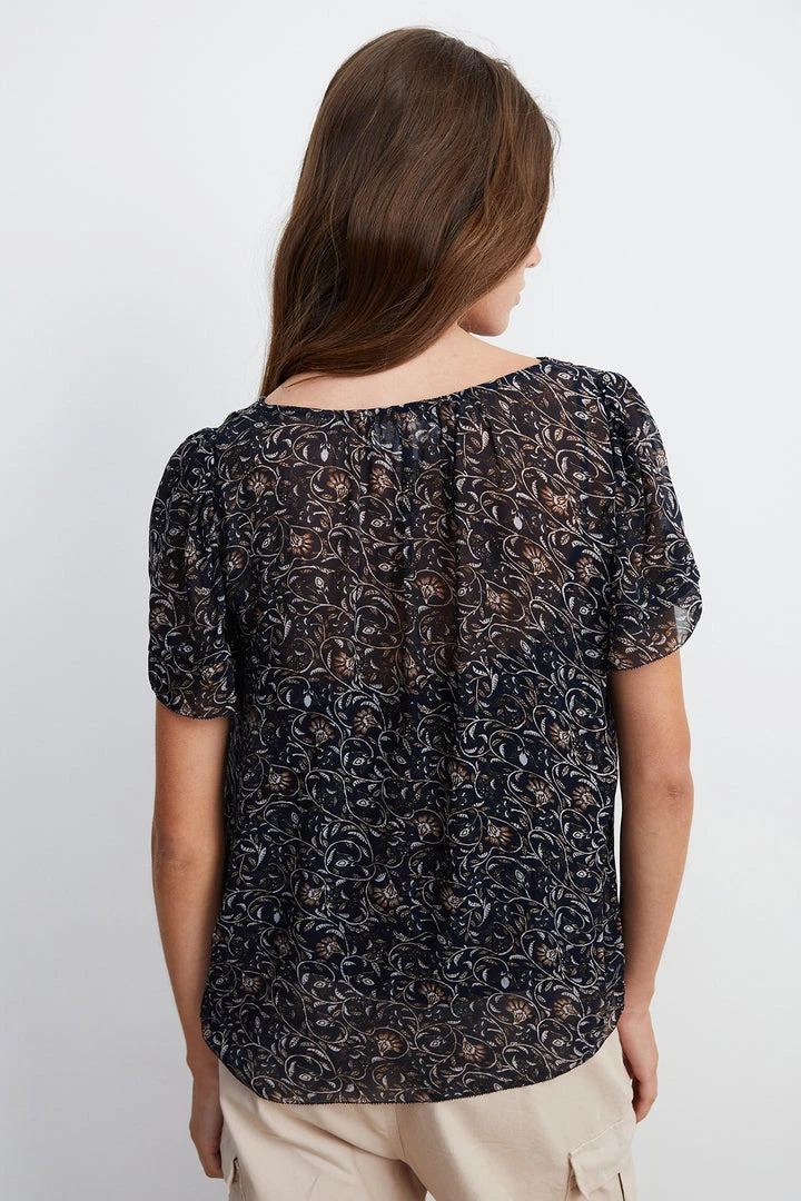 Velvet By Graham & Spencer Womens TRACIA SCOOP NECK PRINTED BLOUSE 10 Velvet By Graham & Spencer Womens TRACIA SCOOP NECK PRINTED BLOUSE