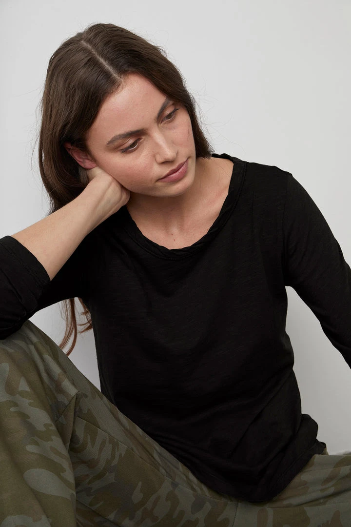 Velvet By Graham & Spencer LIZZIE ORIGINAL SLUB LONG SLEEVE TEE Womens 12 Velvet By Graham & Spencer LIZZIE ORIGINAL SLUB LONG SLEEVE TEE Womens