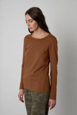 Velvet By Graham & Spencer Womens LIZZIE ORIGINAL SLUB LONG SLEEVE TEE