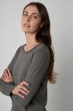 Velvet By Graham & Spencer Womens LIZZIE ORIGINAL SLUB LONG SLEEVE TEE