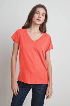 Velvet By Graham & Spencer JILIAN ORIGINAL SLUB V-NECK TEE