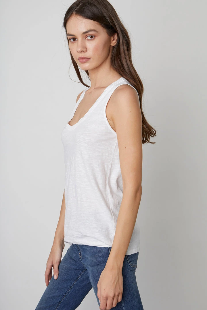 Velvet By Graham & Spencer Womens JOY ORIGINAL SLUB SCOOP NECK TANK 10 Velvet By Graham & Spencer Womens JOY ORIGINAL SLUB SCOOP NECK TANK