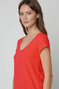 Velvet By Graham & Spencer KIRA ORIGINAL SLUB SCOOP NECK TEE Womens 37 Velvet By Graham & Spencer KIRA ORIGINAL SLUB SCOOP NECK TEE Womens
