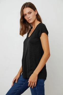 Velvet By Graham & Spencer KIRA ORIGINAL SLUB SCOOP NECK TEE Womens 38 Velvet By Graham & Spencer KIRA ORIGINAL SLUB SCOOP NECK TEE Womens