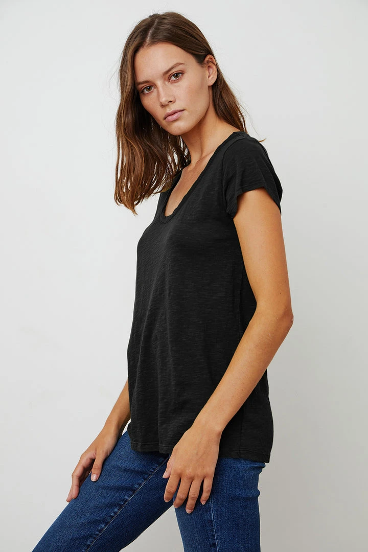 Velvet By Graham & Spencer KIRA ORIGINAL SLUB SCOOP NECK TEE Womens 12 Velvet By Graham & Spencer KIRA ORIGINAL SLUB SCOOP NECK TEE Womens