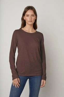Velvet By Graham & Spencer Womens LIZZIE ORIGINAL SLUB LONG SLEEVE TEE