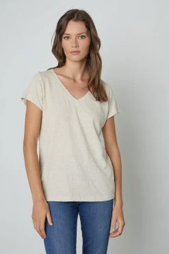 Velvet By Graham & Spencer JILIAN ORIGINAL SLUB V-NECK TEE