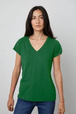 Velvet By Graham & Spencer JILIAN ORIGINAL SLUB V-NECK TEE