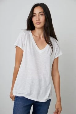 Velvet By Graham & Spencer JILIAN ORIGINAL SLUB V-NECK TEE