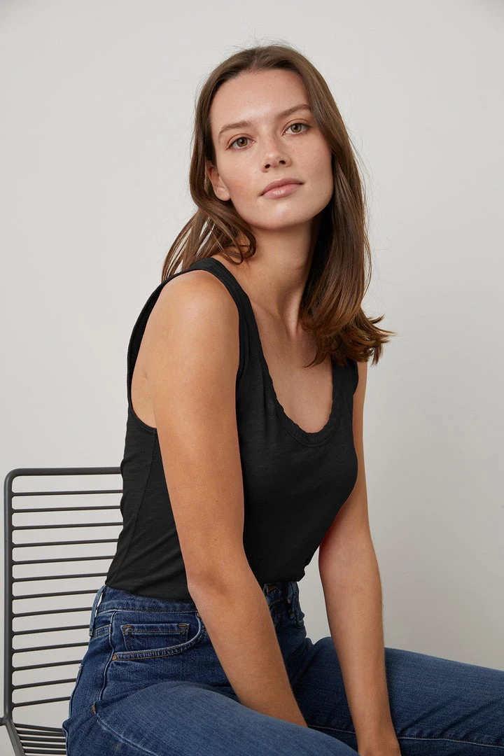 Velvet By Graham & Spencer Womens JOY ORIGINAL SLUB SCOOP NECK TANK 14 Velvet By Graham & Spencer Womens JOY ORIGINAL SLUB SCOOP NECK TANK