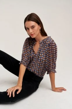 Velvet By Graham & Spencer CADENCE PRINTED BLOUSE 10 Velvet By Graham & Spencer CADENCE PRINTED BLOUSE