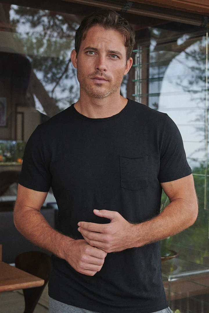 Velvet By Graham & Spencer Mens CHAD RAW EDGE COTTON SLUB POCKET TEE 19 Velvet By Graham & Spencer Mens CHAD RAW EDGE COTTON SLUB POCKET TEE