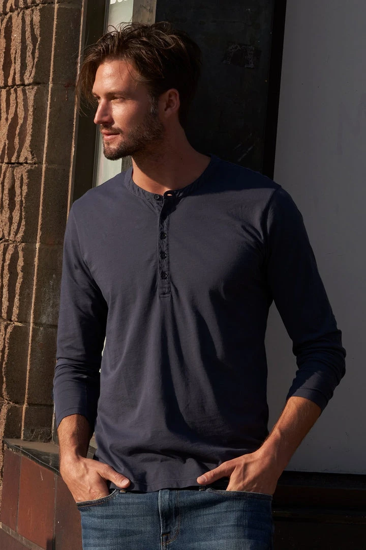 Velvet By Graham & Spencer ALVARO COTTON JERSEY HENLEY 11 Velvet By Graham & Spencer ALVARO COTTON JERSEY HENLEY