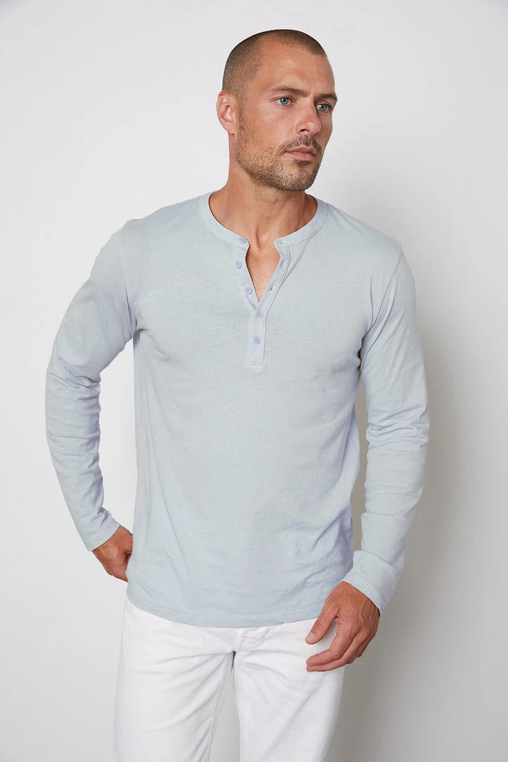Velvet By Graham & Spencer ALVARO COTTON JERSEY HENLEY Mens 7 Velvet By Graham & Spencer ALVARO COTTON JERSEY HENLEY Mens