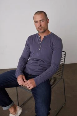 Velvet By Graham & Spencer ALVARO COTTON JERSEY HENLEY Mens 43 Velvet By Graham & Spencer ALVARO COTTON JERSEY HENLEY Mens